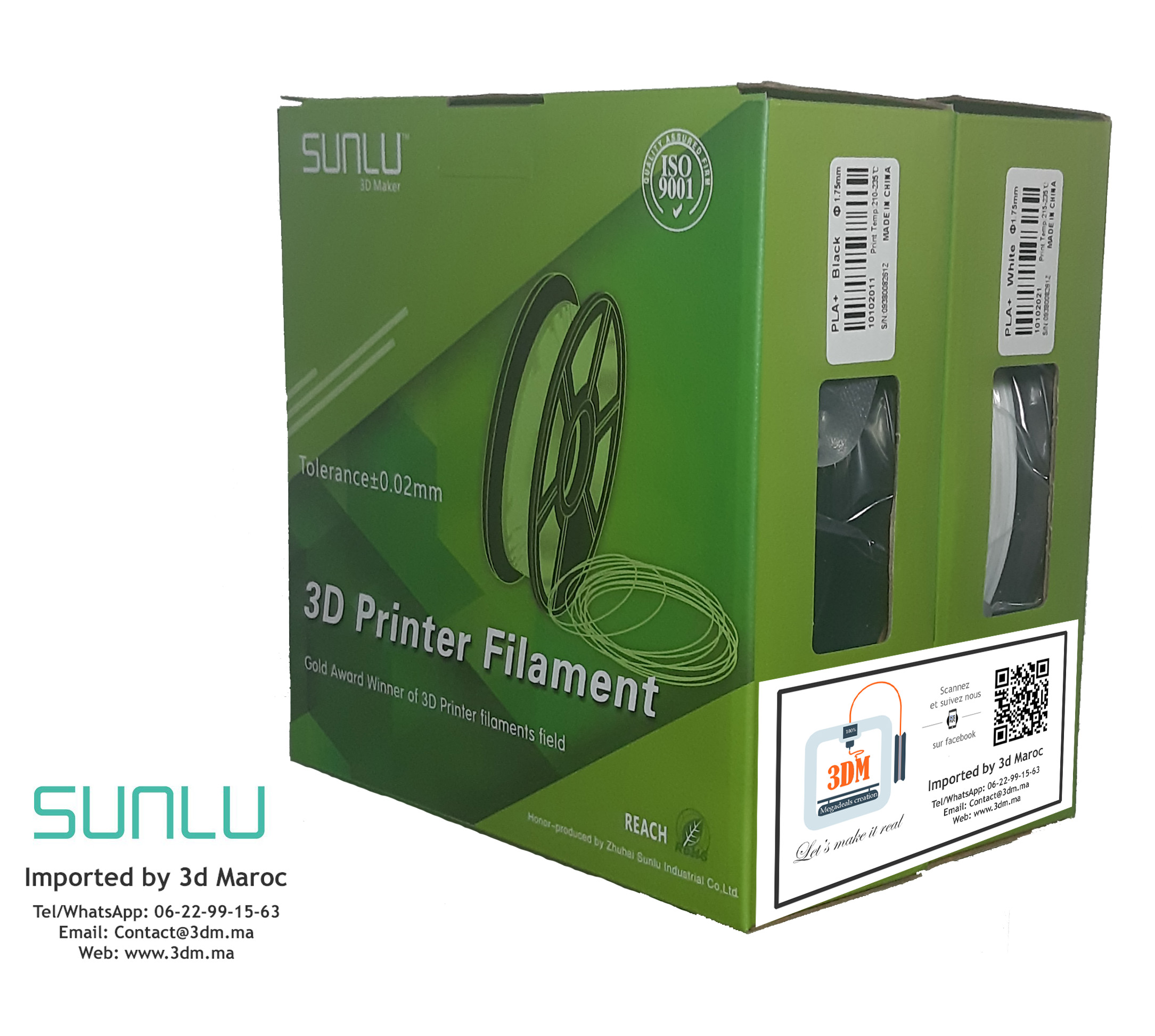 4.4 lb PLA Filament 2KG PLA 3D Printing Filament PLA imprimante 3D Filament 1.75mm PLA Noir+Blanc 