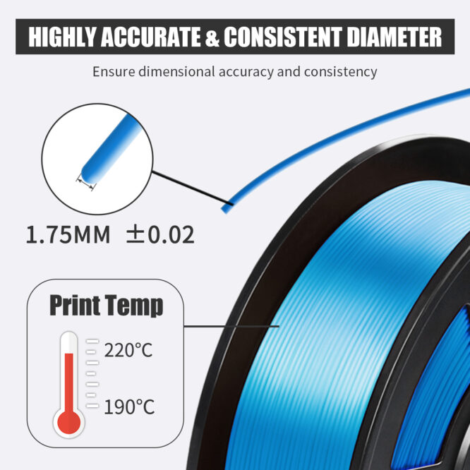 Filament Silk PLA+ Bleu 1,75 mm 1kg Impression 3D
